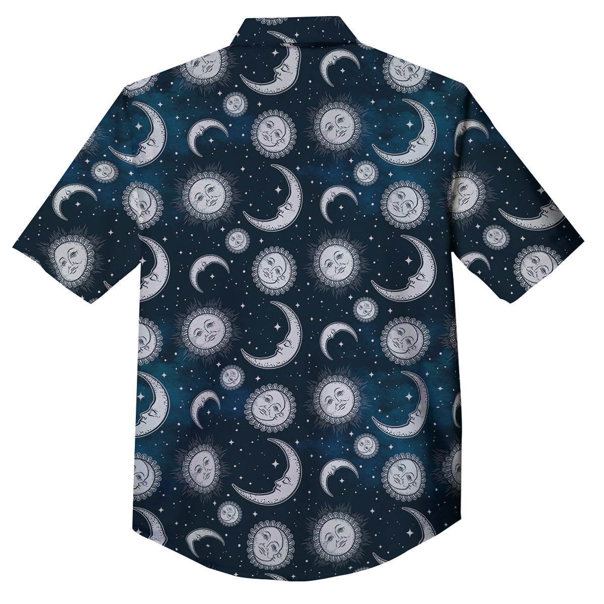 Celestial Blue And White Print Pattern Button Up Shirt-grizzshop