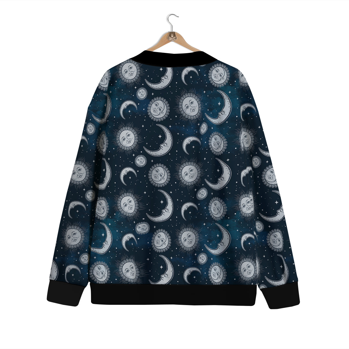 Celestial Blue And White Print Pattern Cardigan-grizzshop