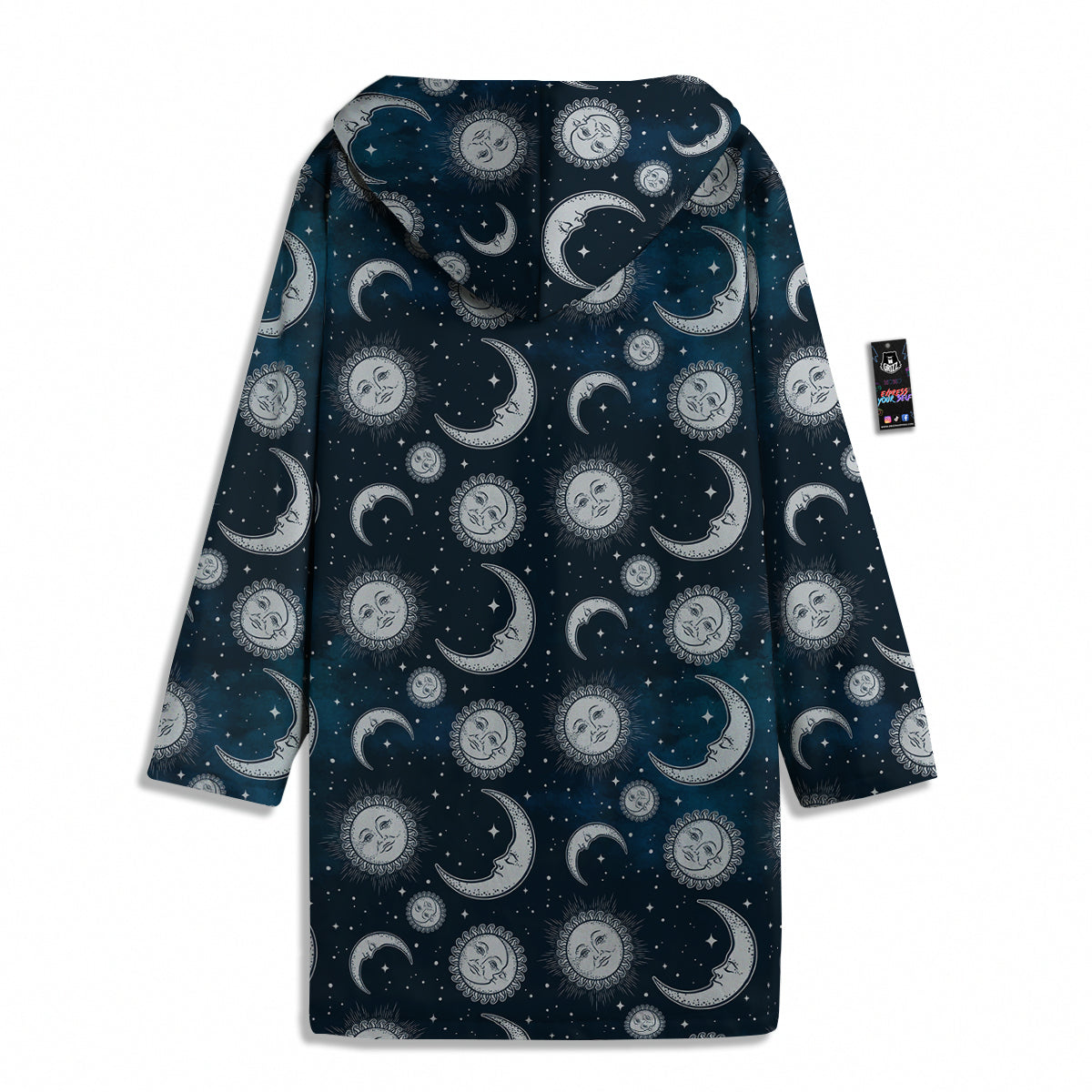 Celestial Blue And White Print Pattern Men's Windbreaker Jacket-grizzshop