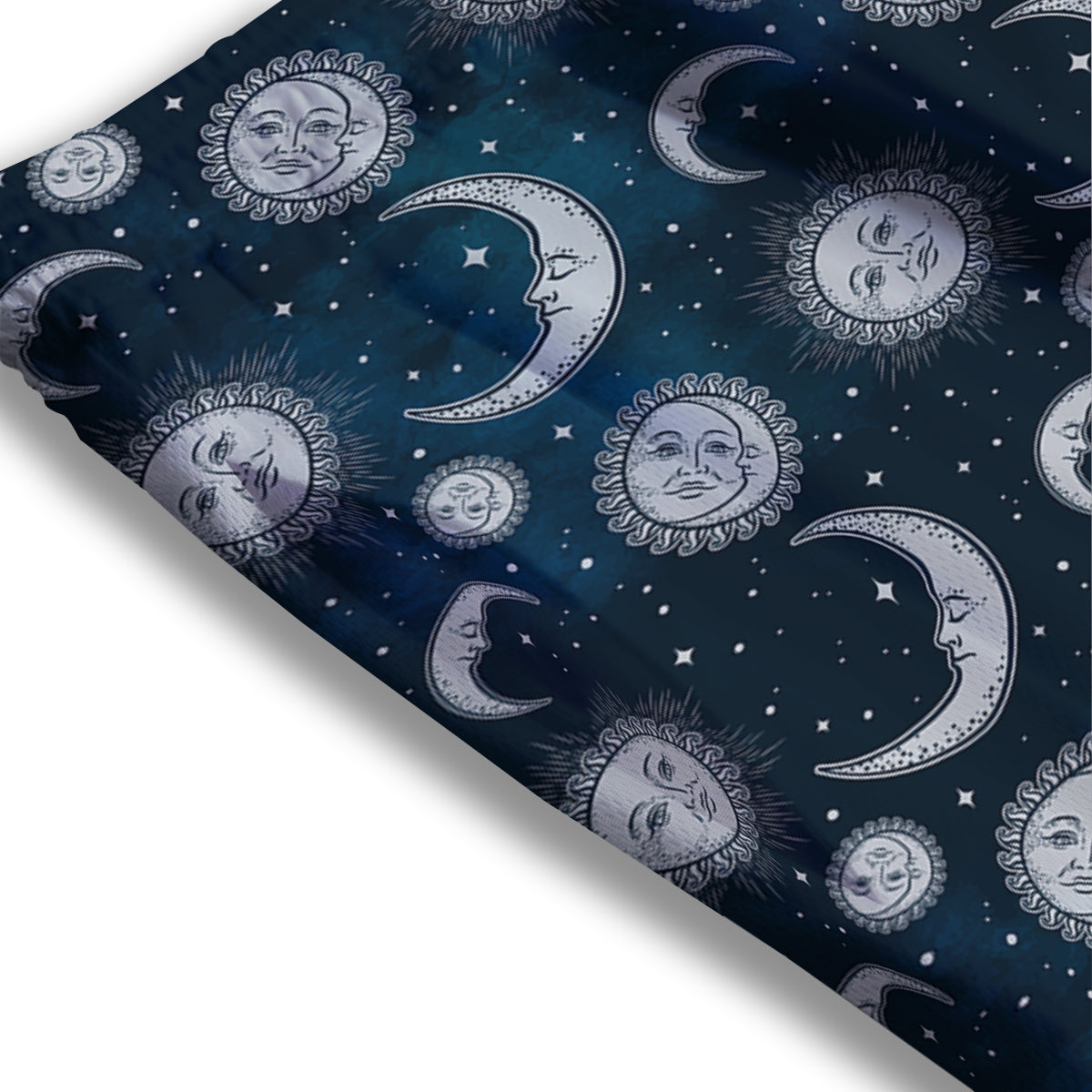 Celestial Blue And White Print Pattern Mesh Shorts