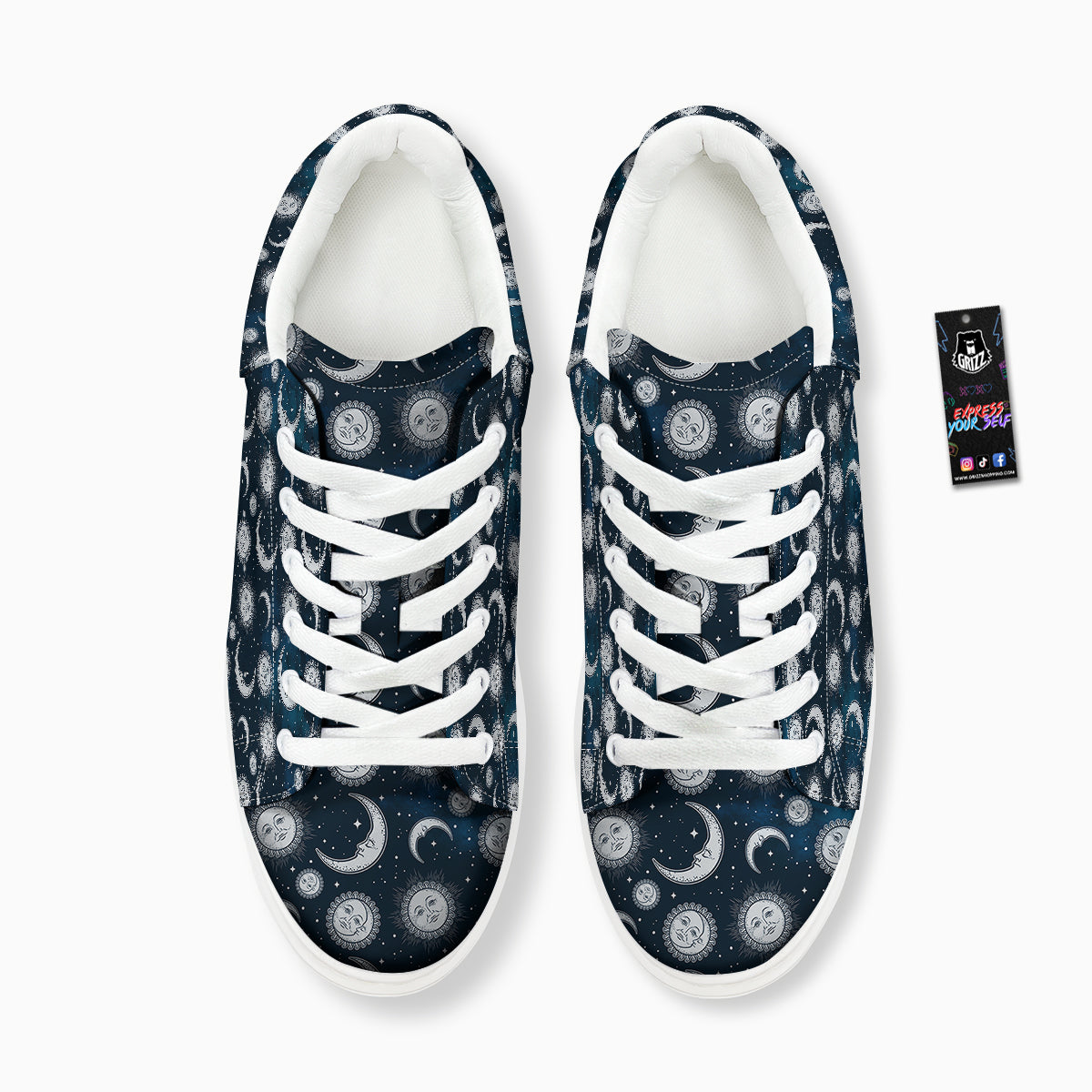 Celestial Blue And White Print Pattern Platform Shoes-grizzshop