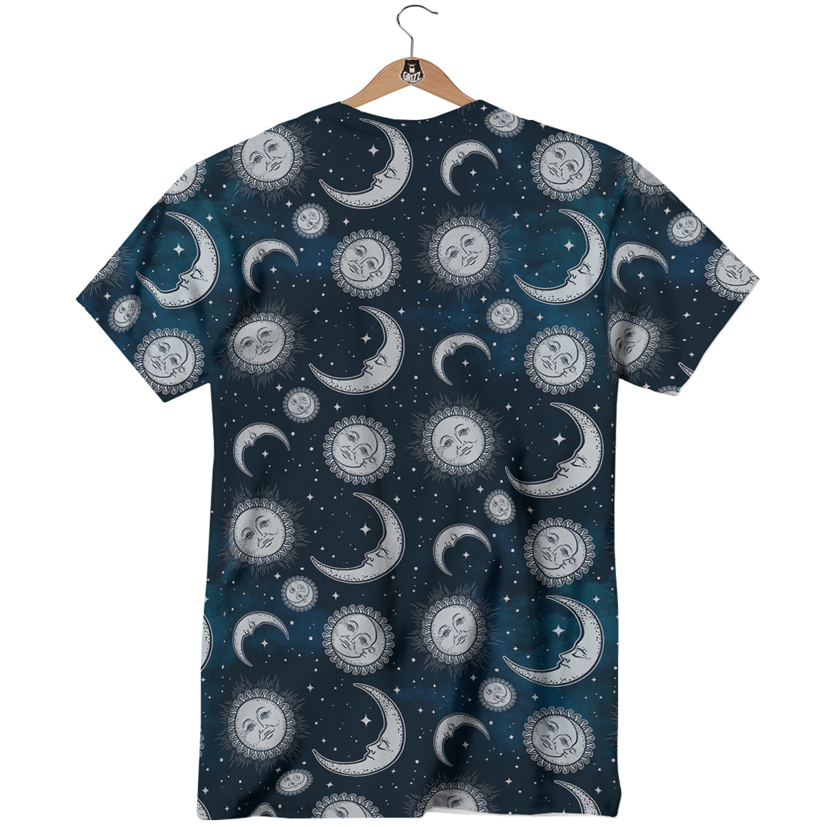 Celestial Blue And White Print Pattern T-Shirt-grizzshop