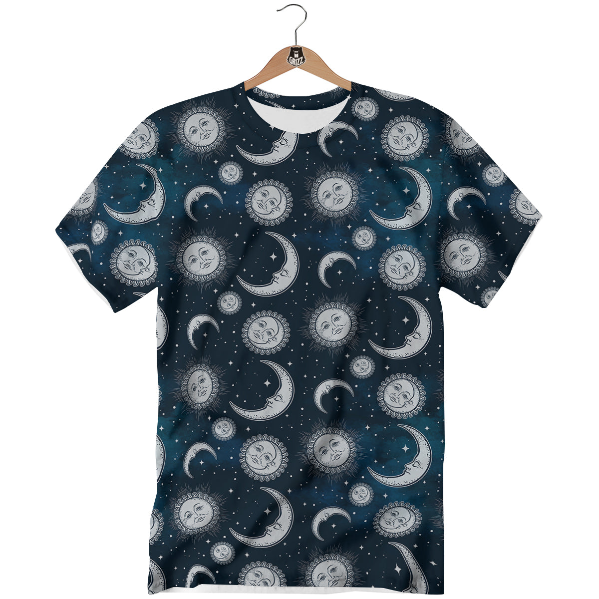 Celestial Blue And White Print Pattern T-Shirt-grizzshop