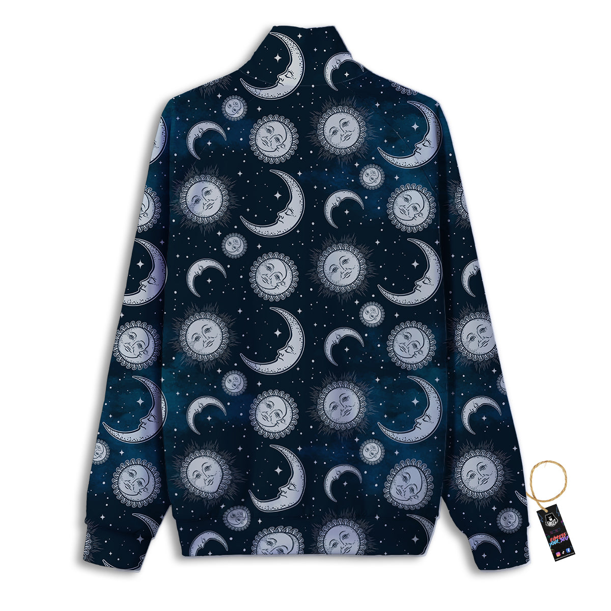 Celestial Blue And White Print Pattern Track Jacket-grizzshop