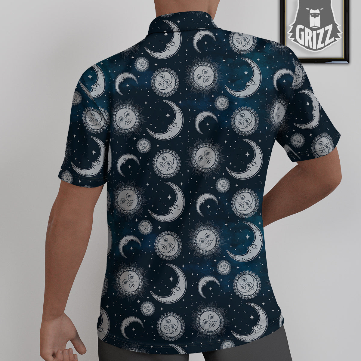 Celestial Blue And White Print Pattern Untucked Shirts-grizzshop