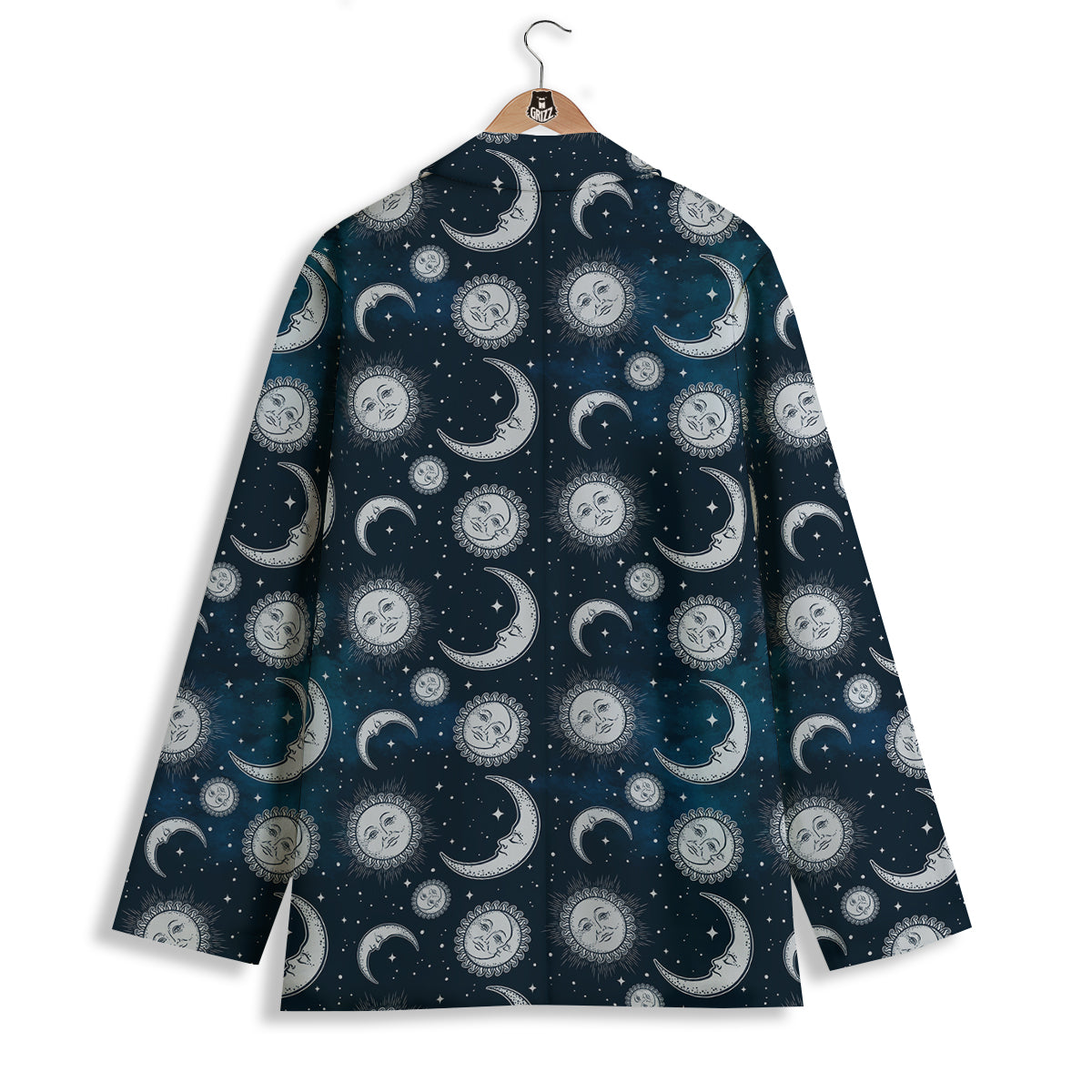 Celestial Blue And White Print Pattern Women's Blazer-grizzshop