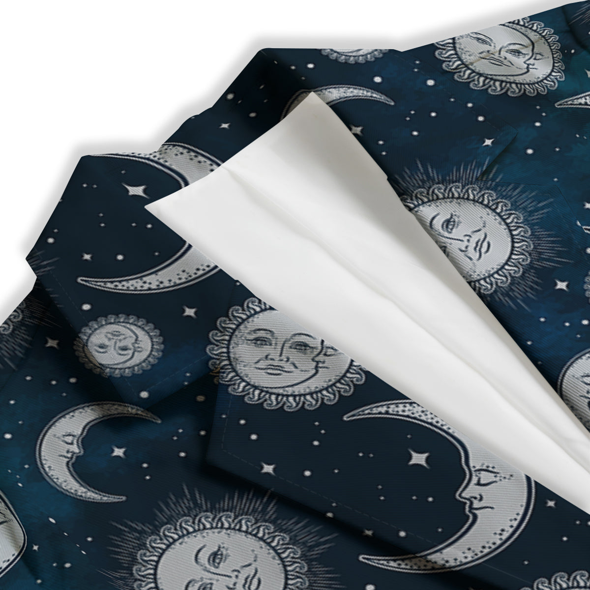 Celestial Blue And White Print Pattern Women's Blazer-grizzshop
