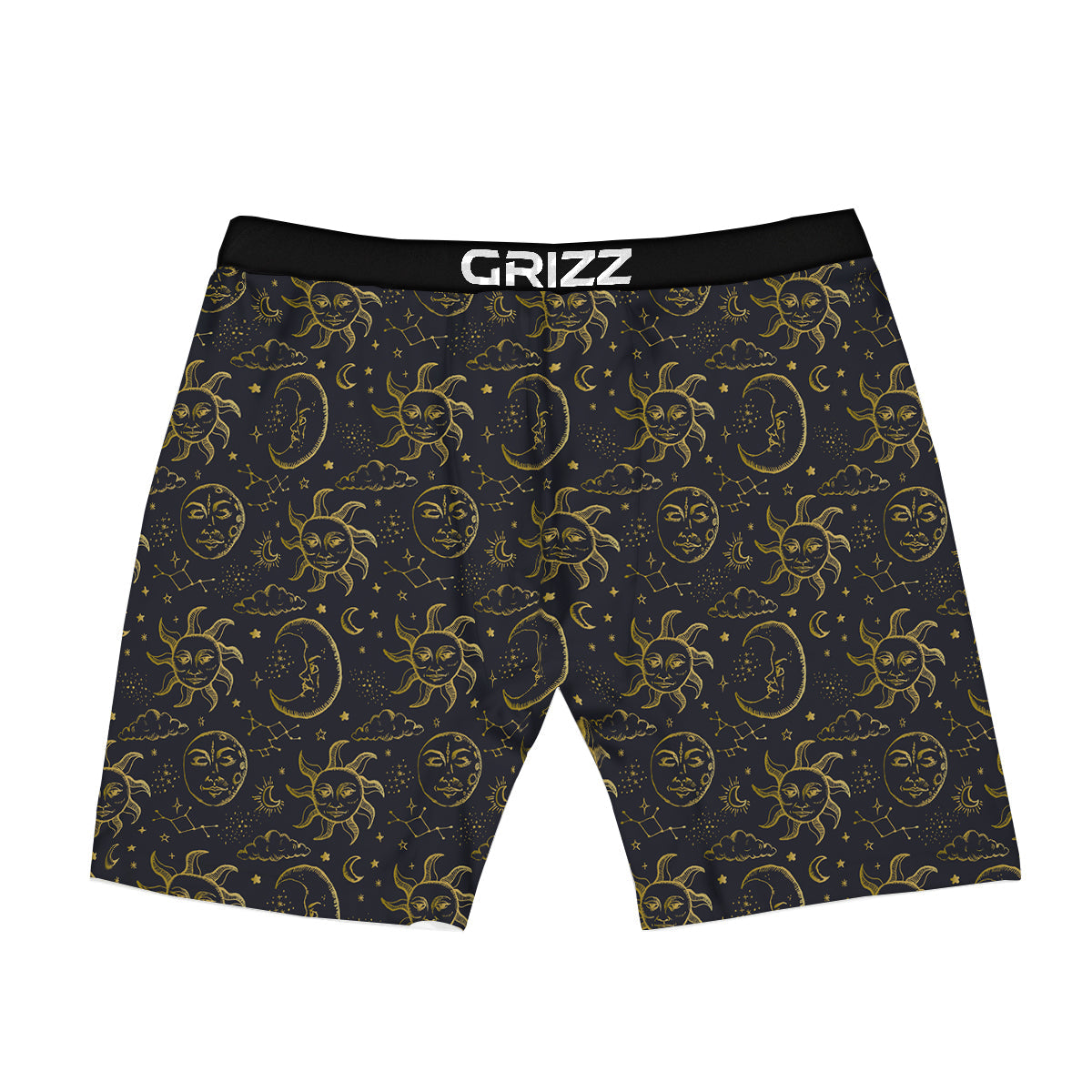 Celestial Gold And Black Print Pattern Boxer Briefs-grizzshop