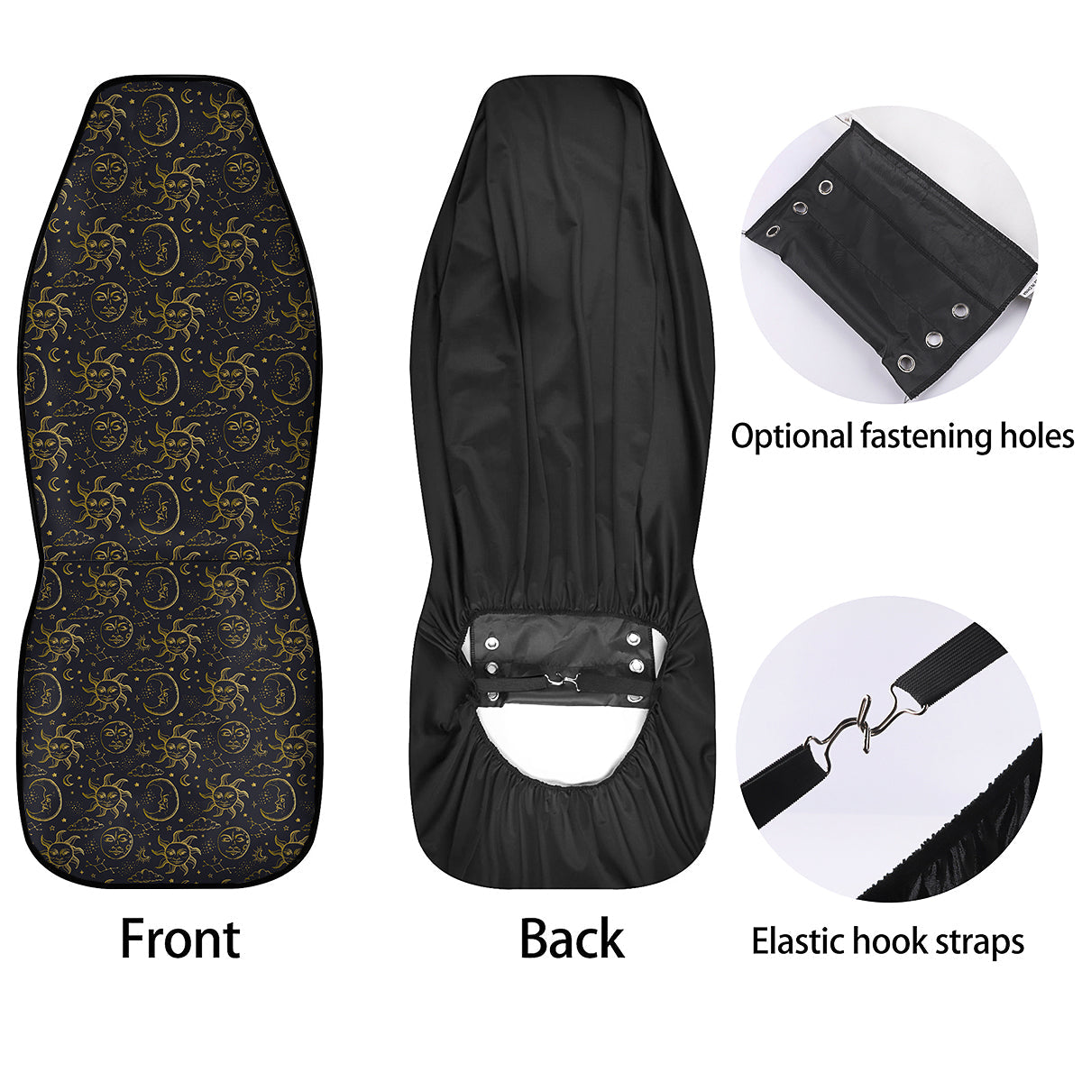 Celestial Gold And Black Print Pattern Car Seat Covers-grizzshop