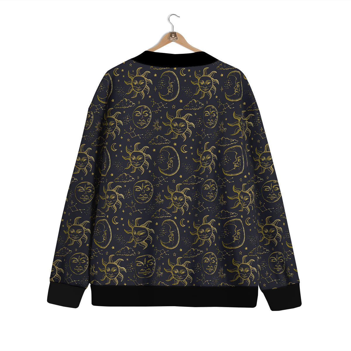 Celestial Gold And Black Print Pattern Cardigan-grizzshop