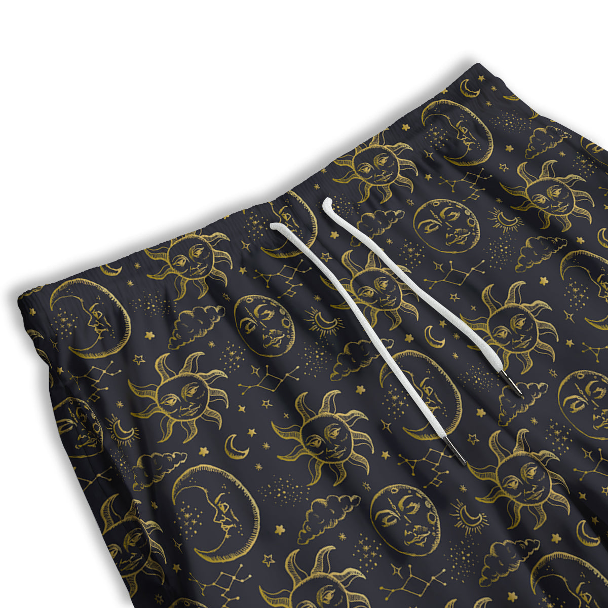 Celestial Gold And Black Print Pattern Men's Athletic Shorts