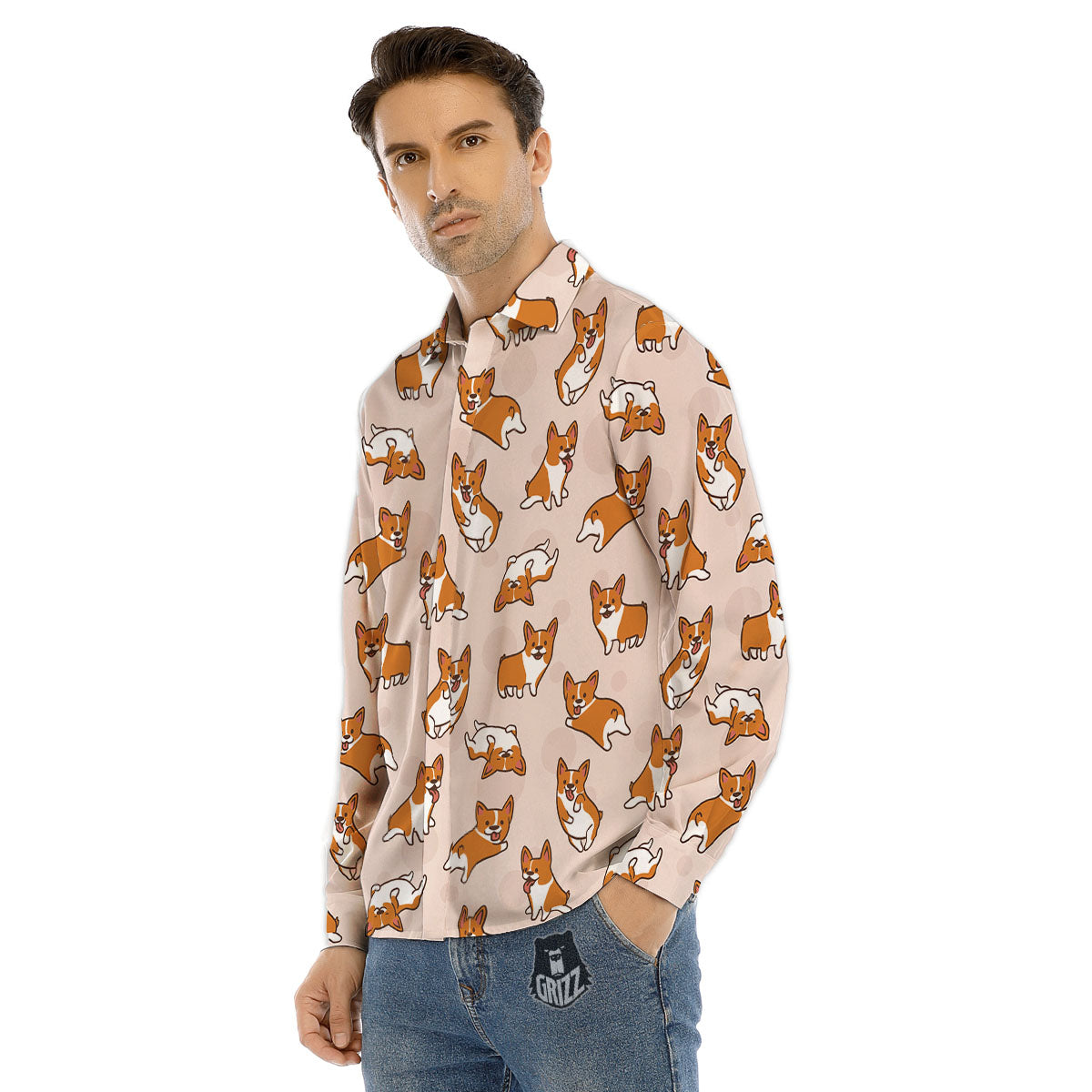 Celestial Gold And Black Print Pattern Men's Dress Shirts-grizzshop