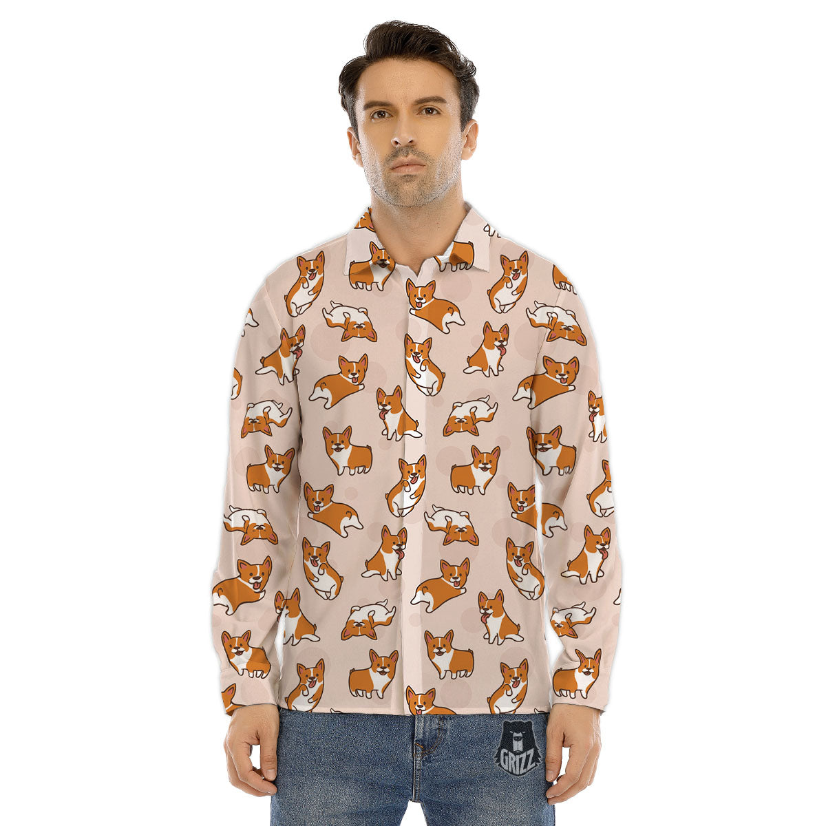 Celestial Gold And Black Print Pattern Men's Dress Shirts-grizzshop