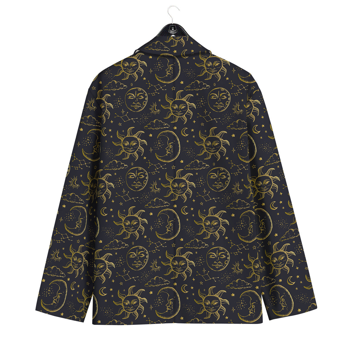 Celestial Gold And Black Print Pattern Men's Sport Coat-grizzshop