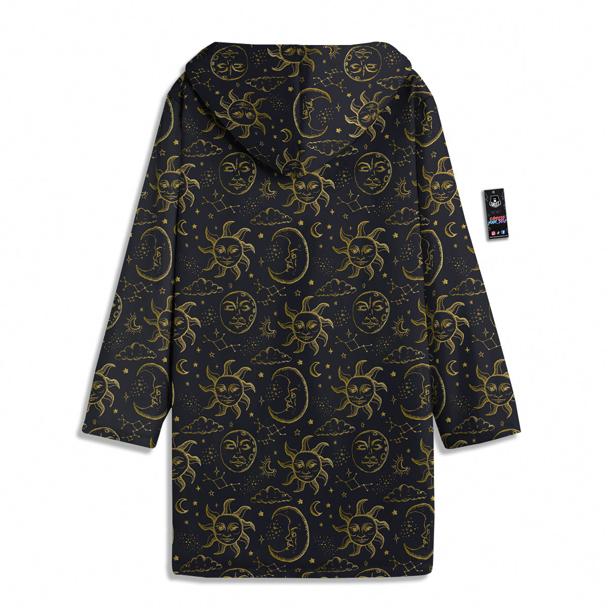 Celestial Gold And Black Print Pattern Men's Windbreaker Jacket-grizzshop