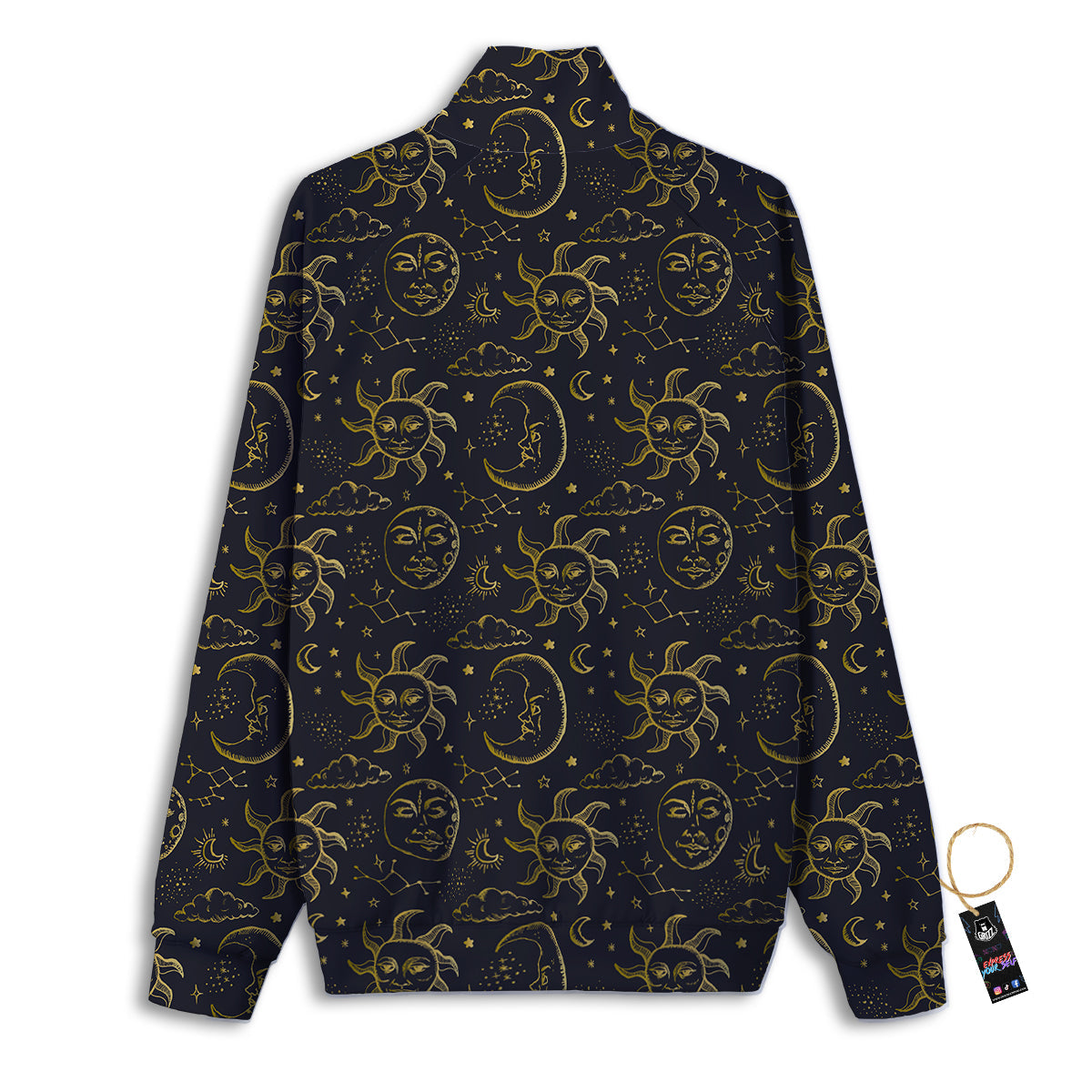 Celestial Gold And Black Print Pattern Track Jacket-grizzshop