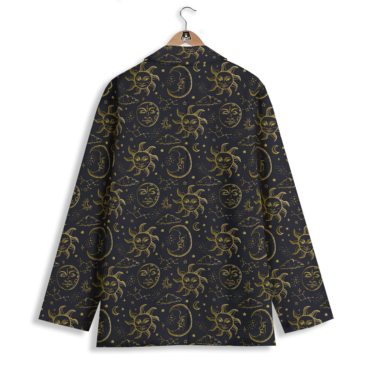 Celestial Gold And Black Print Pattern Women's Blazer-grizzshop