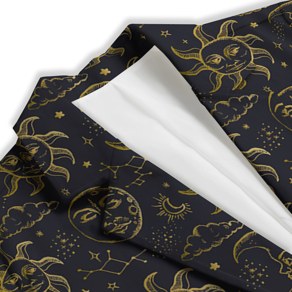 Celestial Gold And Black Print Pattern Women's Blazer-grizzshop