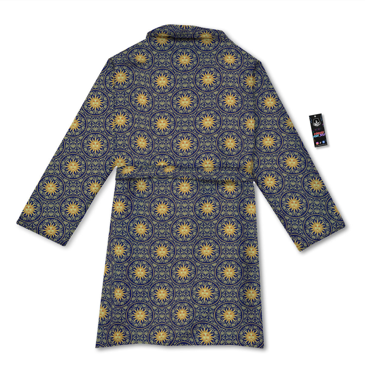 Celestial Gold And Blue Print Pattern Bathrobe-grizzshop