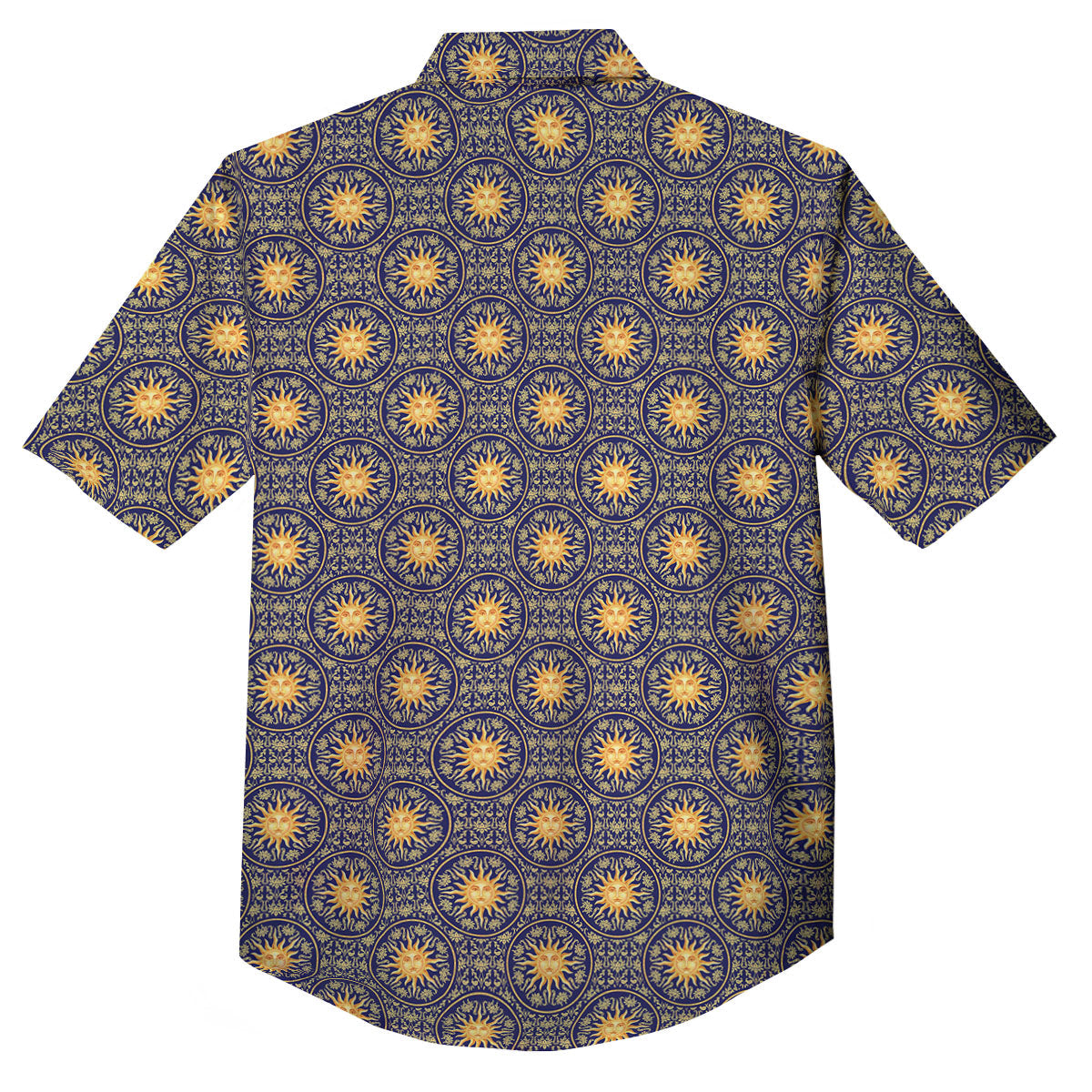 Celestial Gold And Blue Print Pattern Button Up Shirt-grizzshop