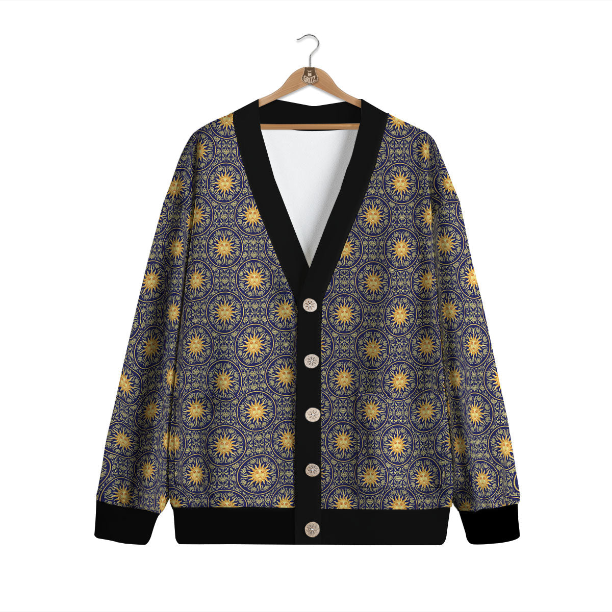 Celestial Gold And Blue Print Pattern Cardigan-grizzshop