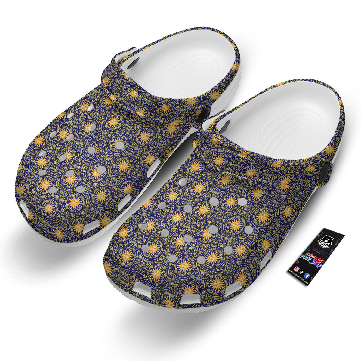 Celestial Gold And Blue Print Pattern Clog-grizzshop