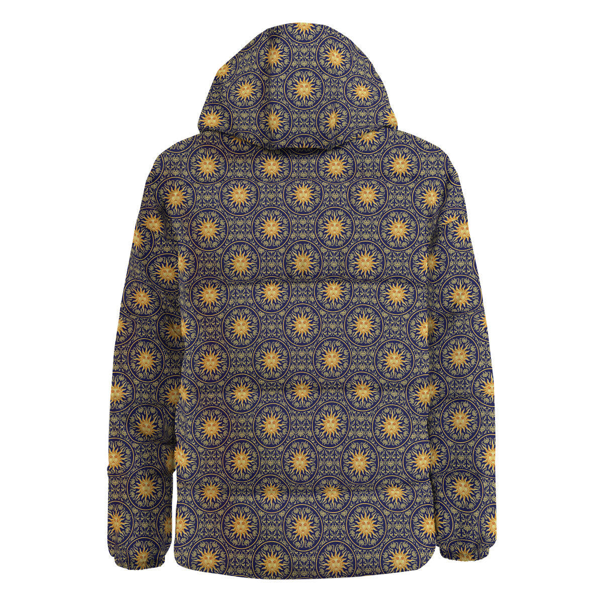 Celestial Gold And Blue Print Pattern Down Jacket-grizzshop