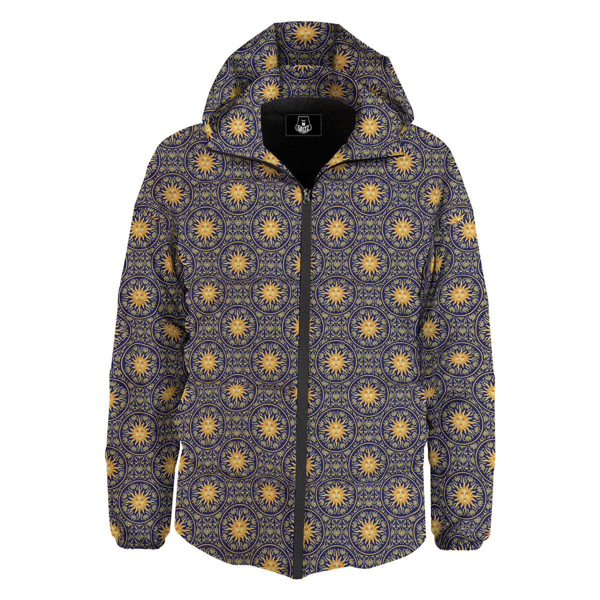 Celestial Gold And Blue Print Pattern Down Jacket-grizzshop