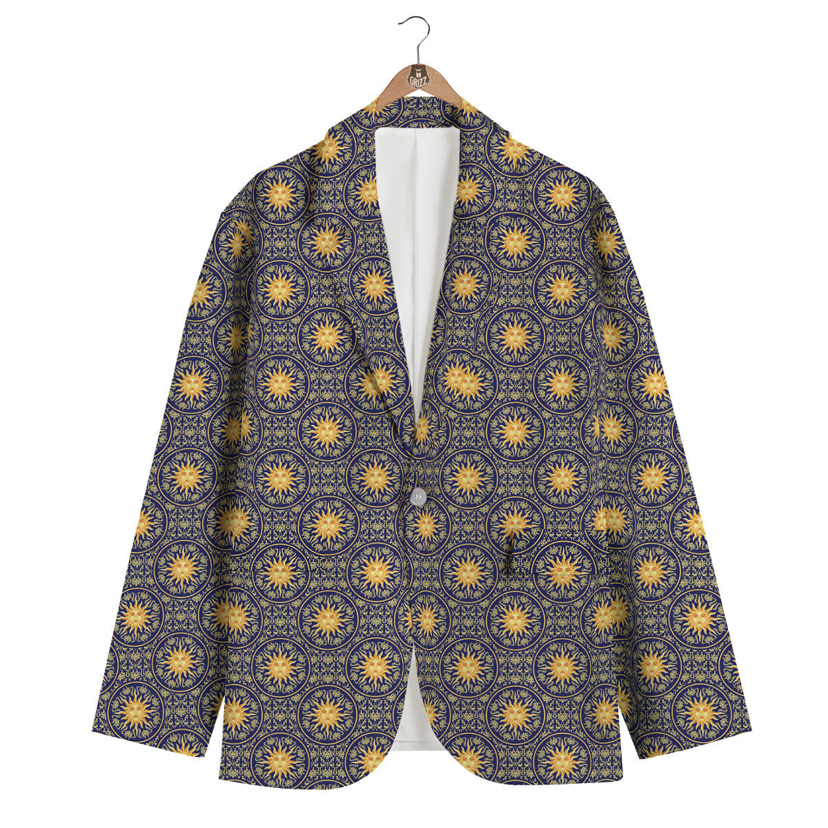 Celestial Gold And Blue Print Pattern Men's Blazer-grizzshop