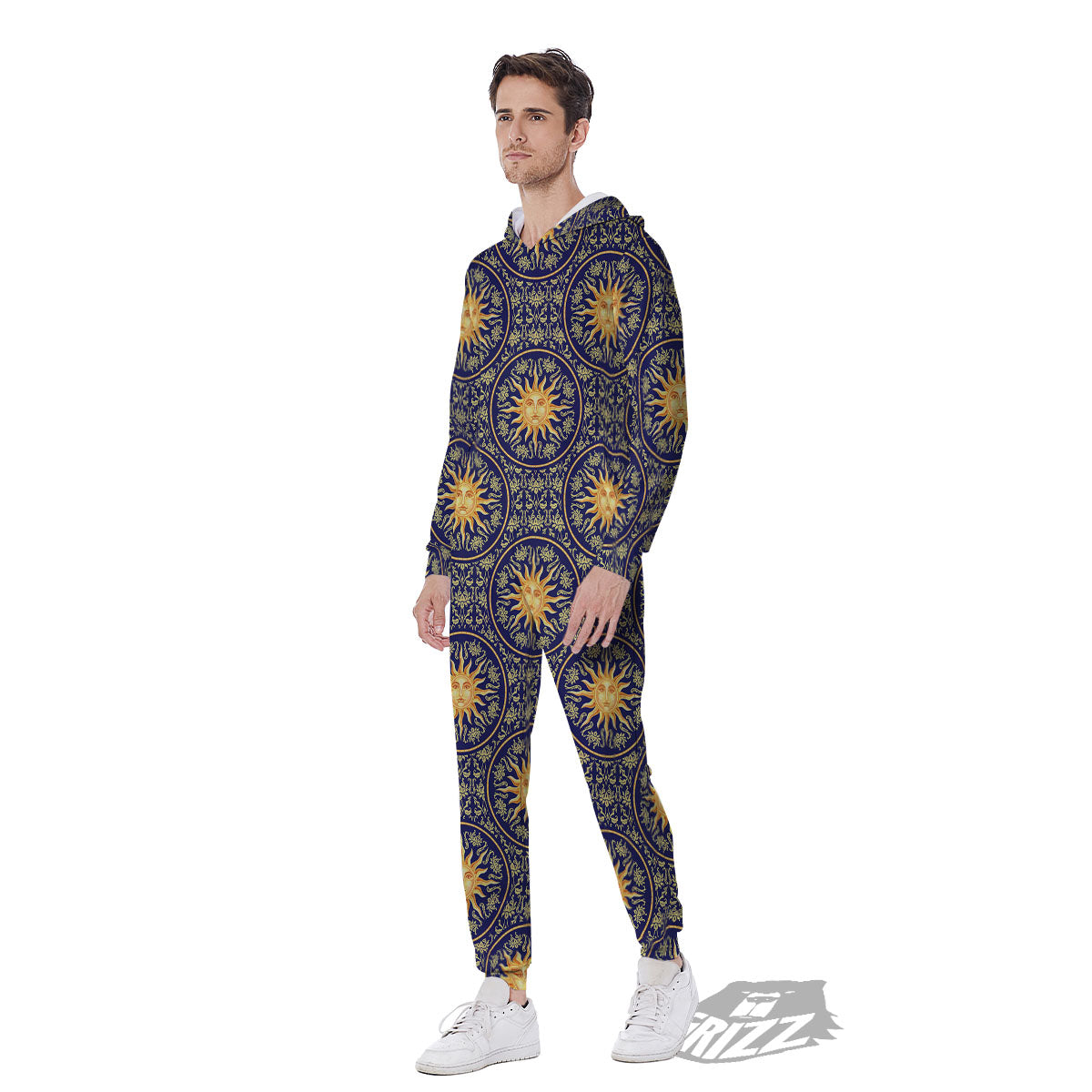 Celestial Gold And Blue Print Pattern Men's Jumpsuit-grizzshop