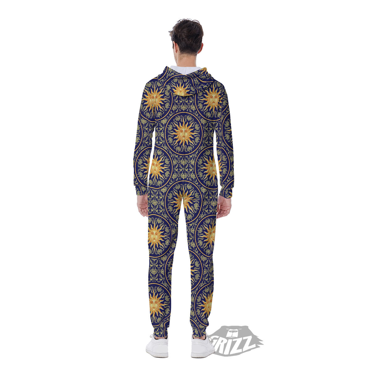Celestial Gold And Blue Print Pattern Men's Jumpsuit-grizzshop