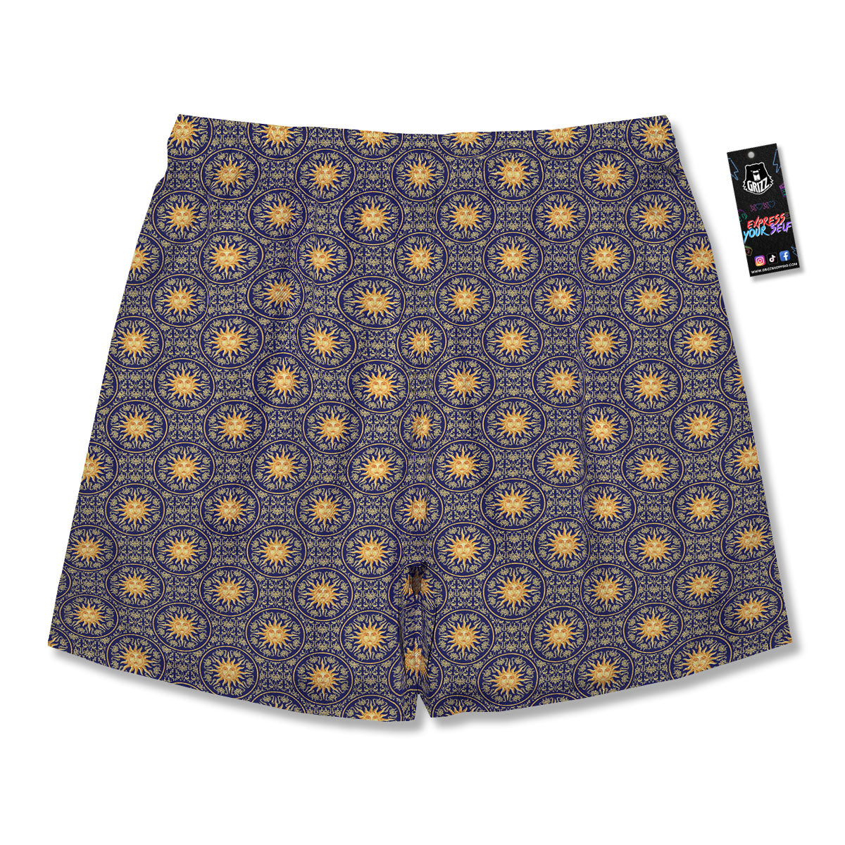 Celestial Gold And Blue Print Pattern Men's Running Shorts-grizzshop