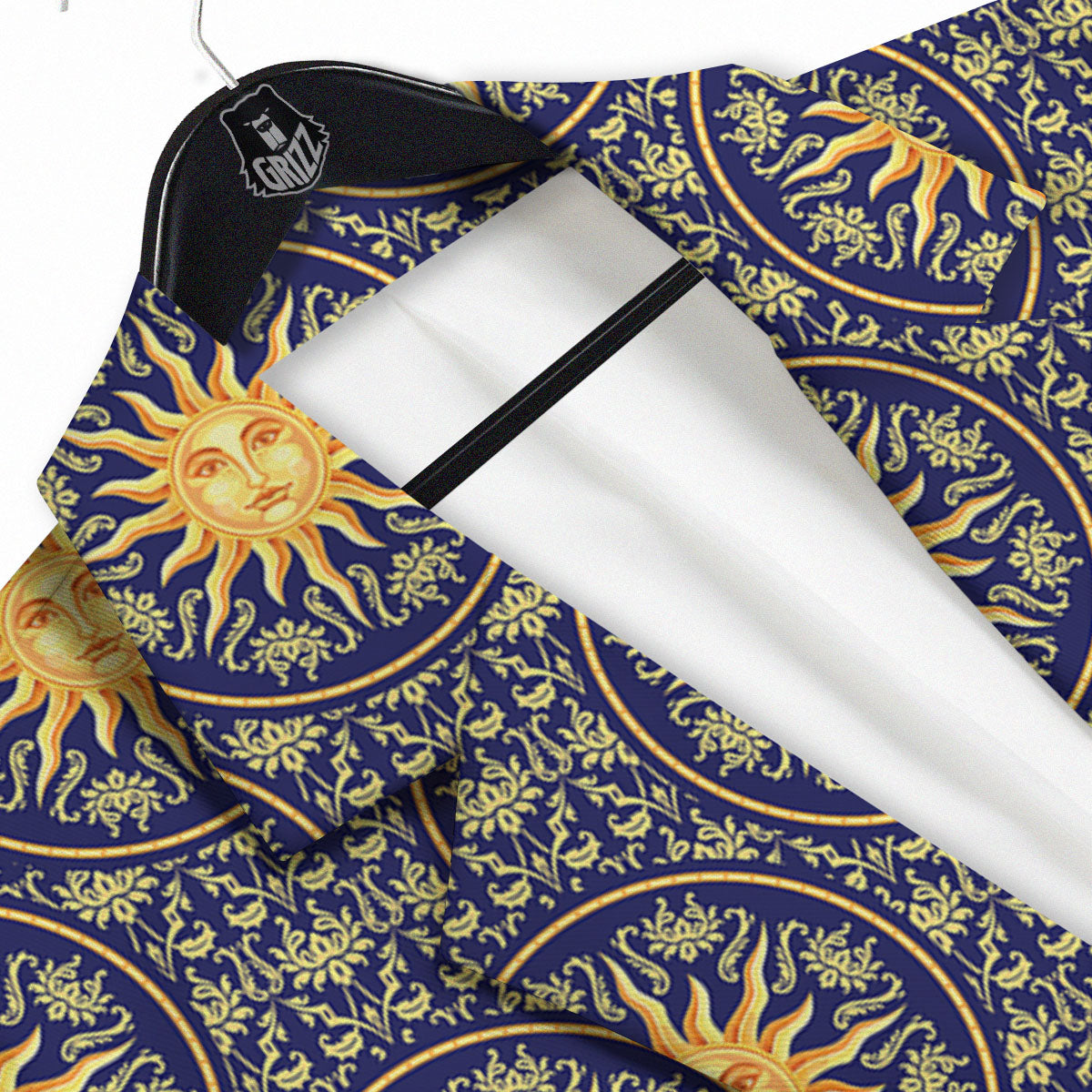 Celestial Gold And Blue Print Pattern Men's Sport Coat-grizzshop