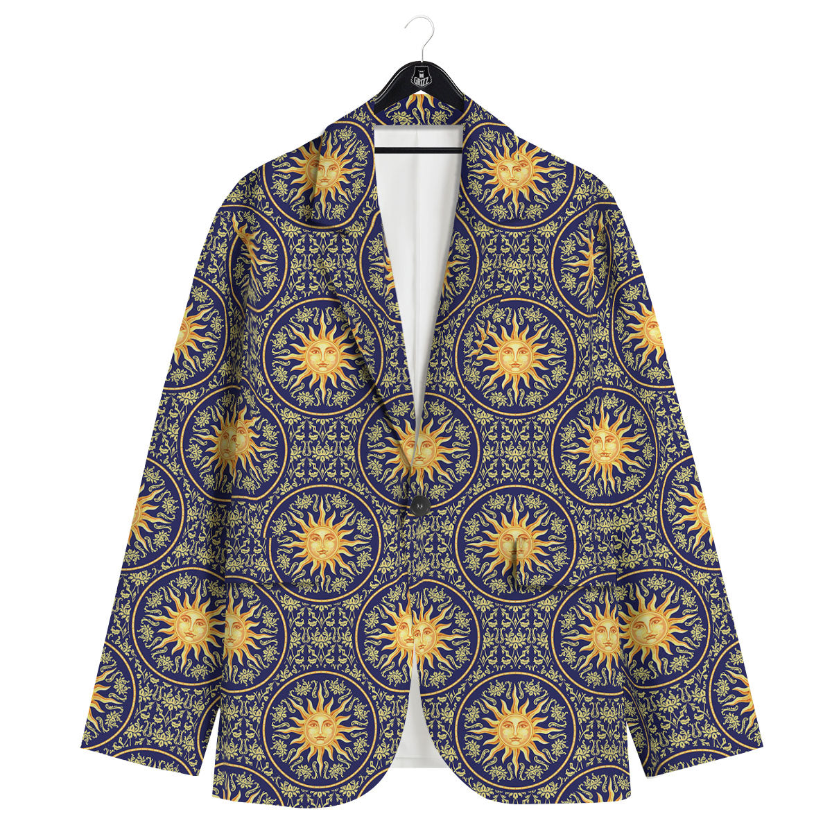 Celestial Gold And Blue Print Pattern Men's Sport Coat-grizzshop