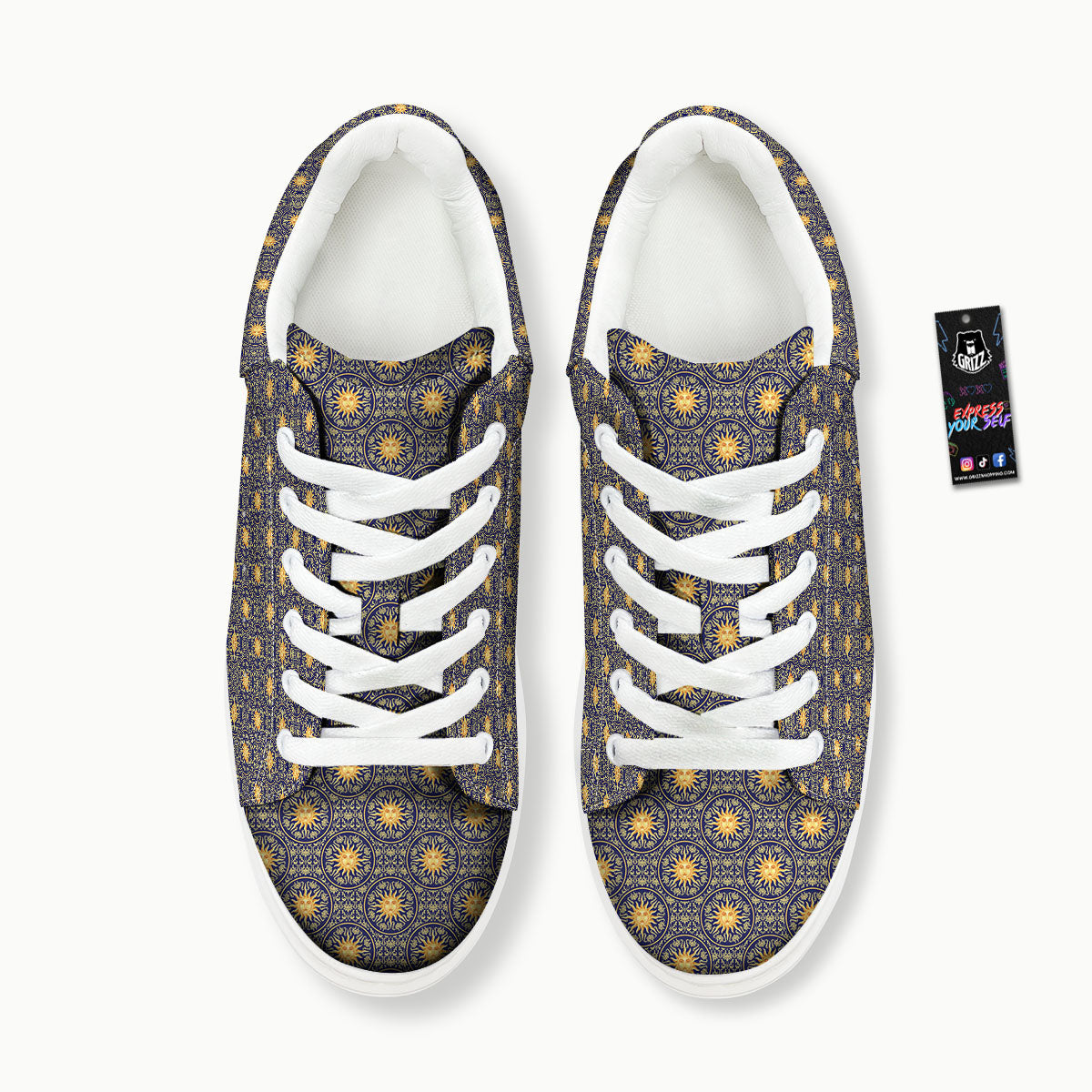 Celestial Gold And Blue Print Pattern Platform Shoes-grizzshop