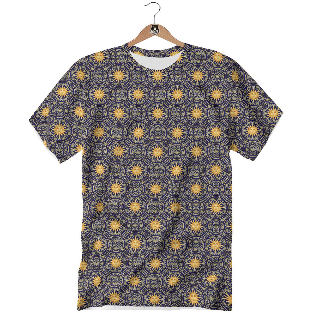 Celestial Gold And Blue Print Pattern T-Shirt-grizzshop