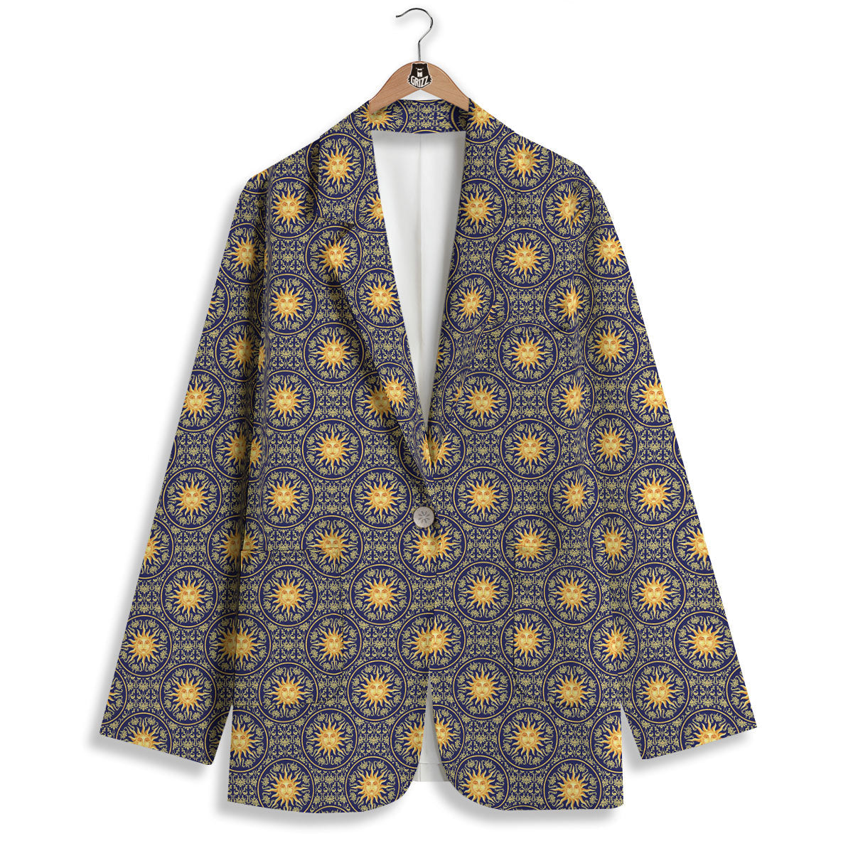 Celestial Gold And Blue Print Pattern Women's Blazer-grizzshop