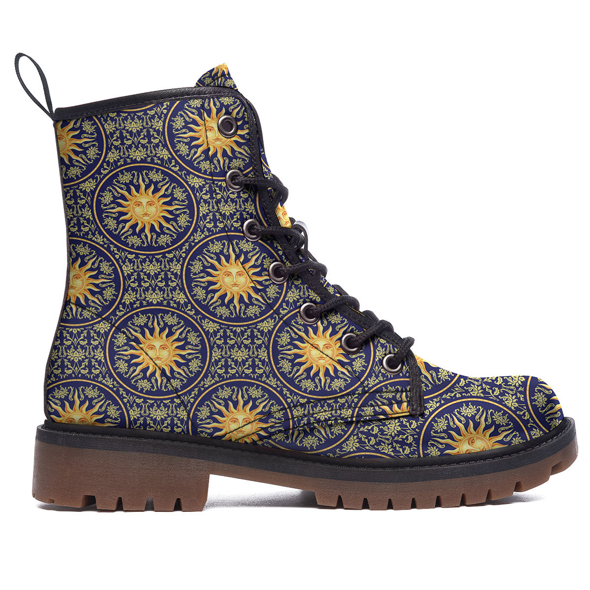 Celestial Gold And Blue Print Pattern Work Boots-grizzshop
