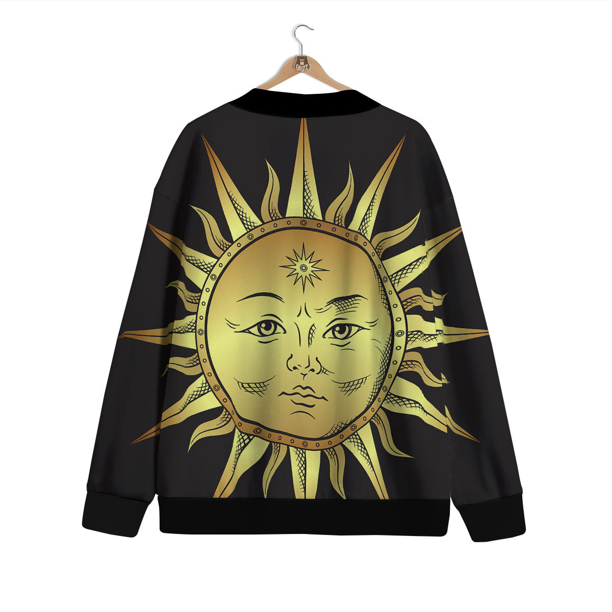 Celestial Sun Gold And Black Print Cardigan-grizzshop