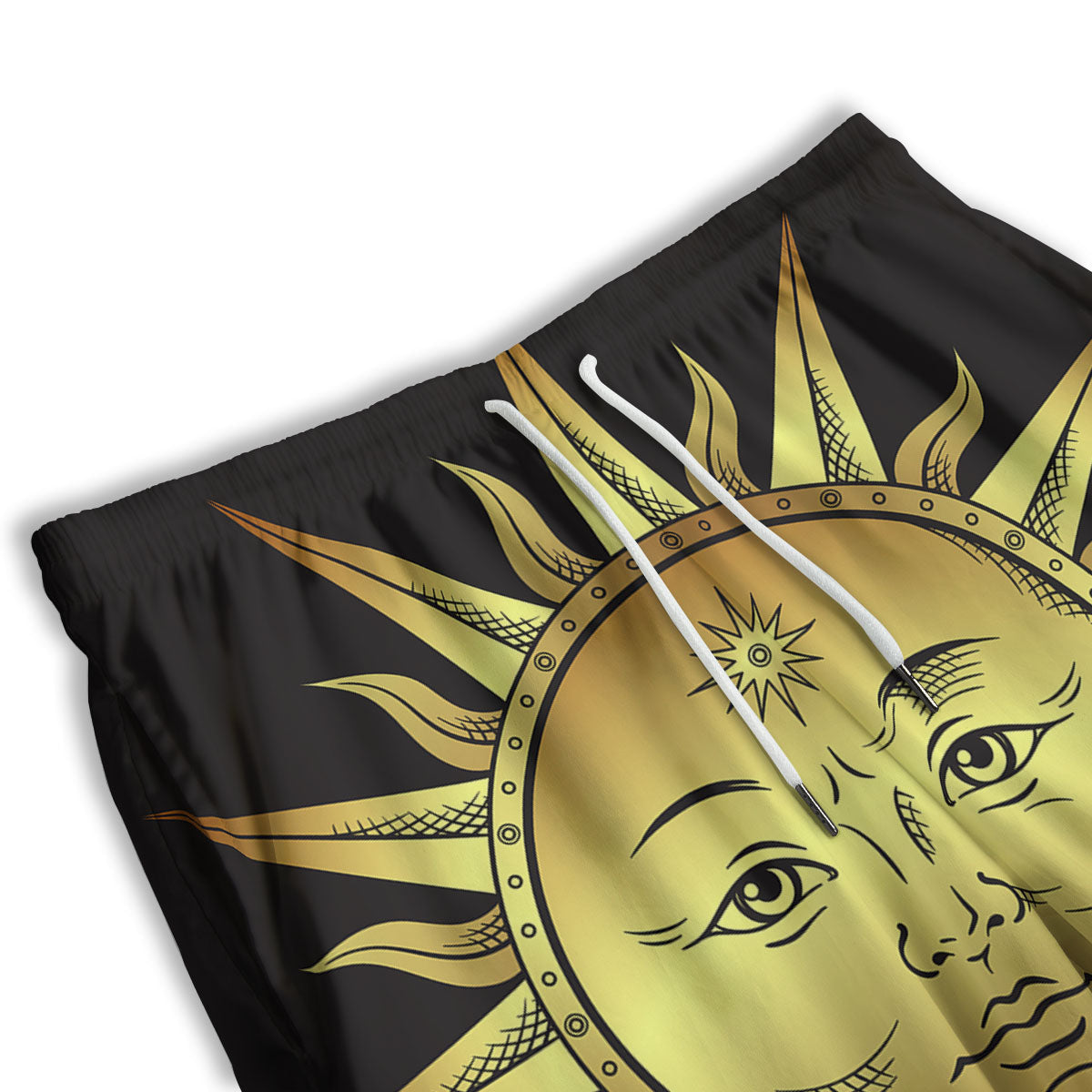 Celestial Sun Gold And Black Print Men's Athletic Shorts