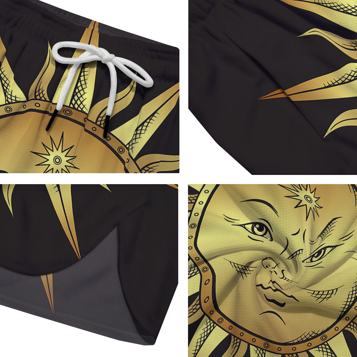Celestial Sun Gold And Black Print Men's Running Shorts-grizzshop