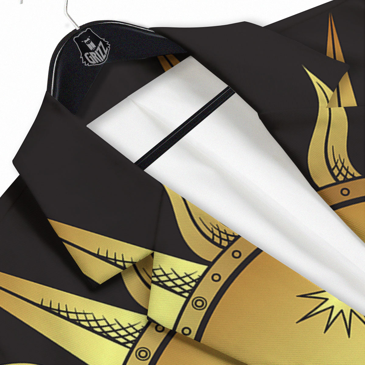 Celestial Sun Gold And Black Print Men's Sport Coat-grizzshop