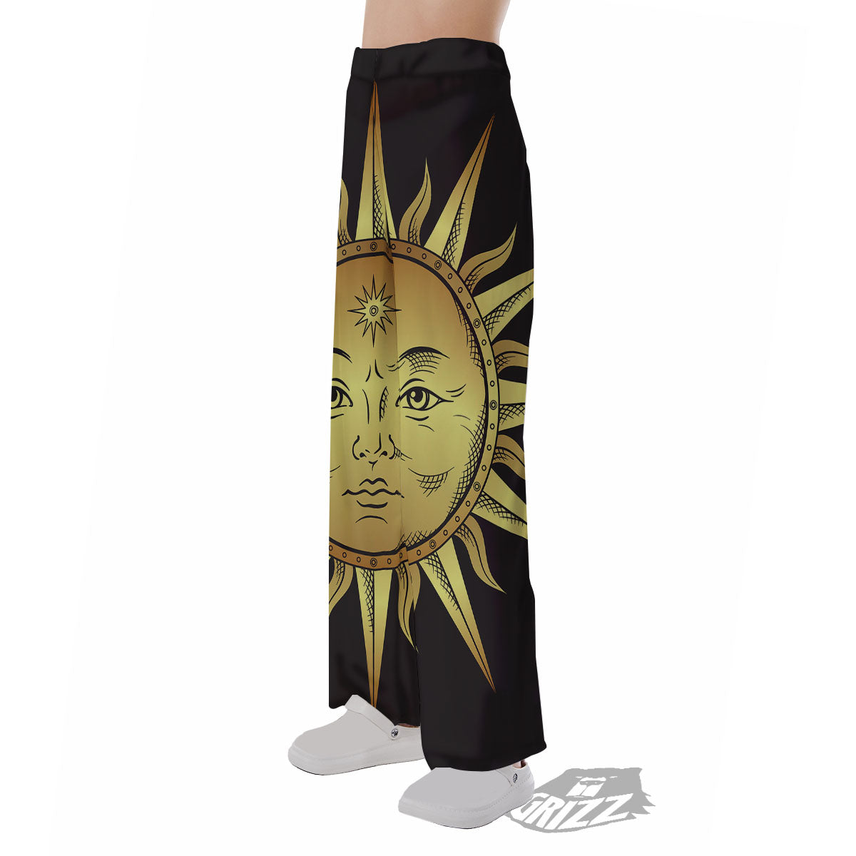 Celestial Sun Gold And Black Print Pajama Pants-grizzshop