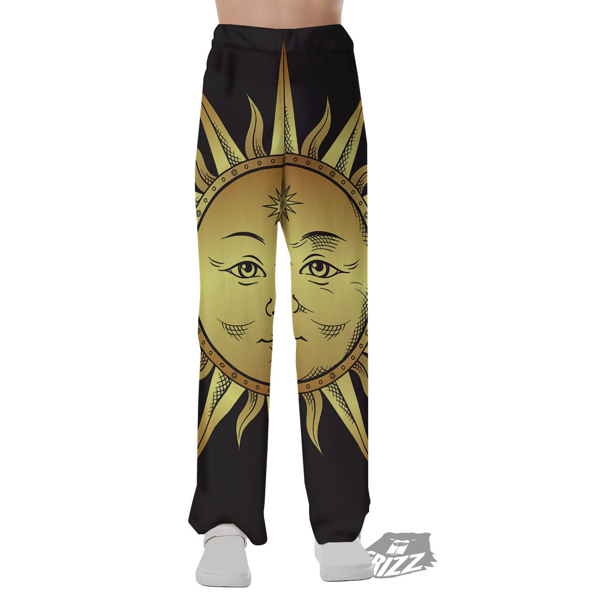 Celestial Sun Gold And Black Print Pajama Pants-grizzshop