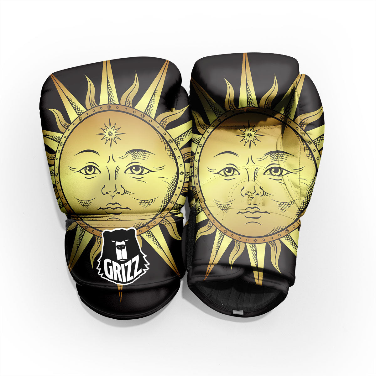 Celestial Sun Gold And Black Print Pro Boxing Glove