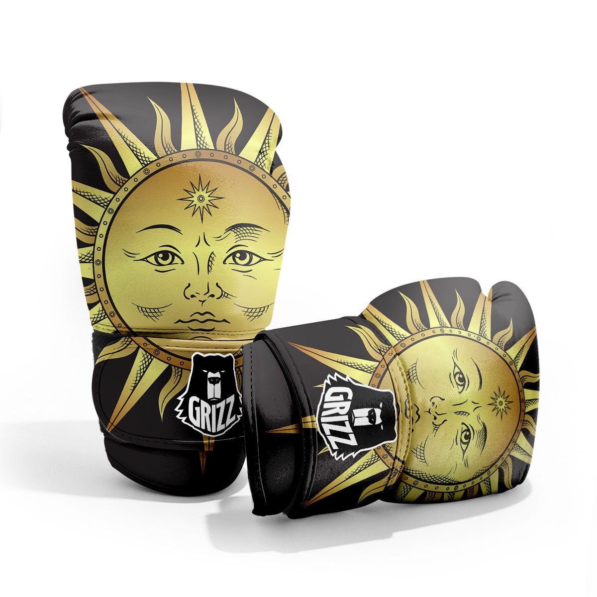Celestial Sun Gold And Black Print Pro Boxing Glove