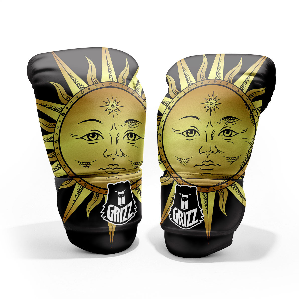 Celestial Sun Gold And Black Print Pro Boxing Glove