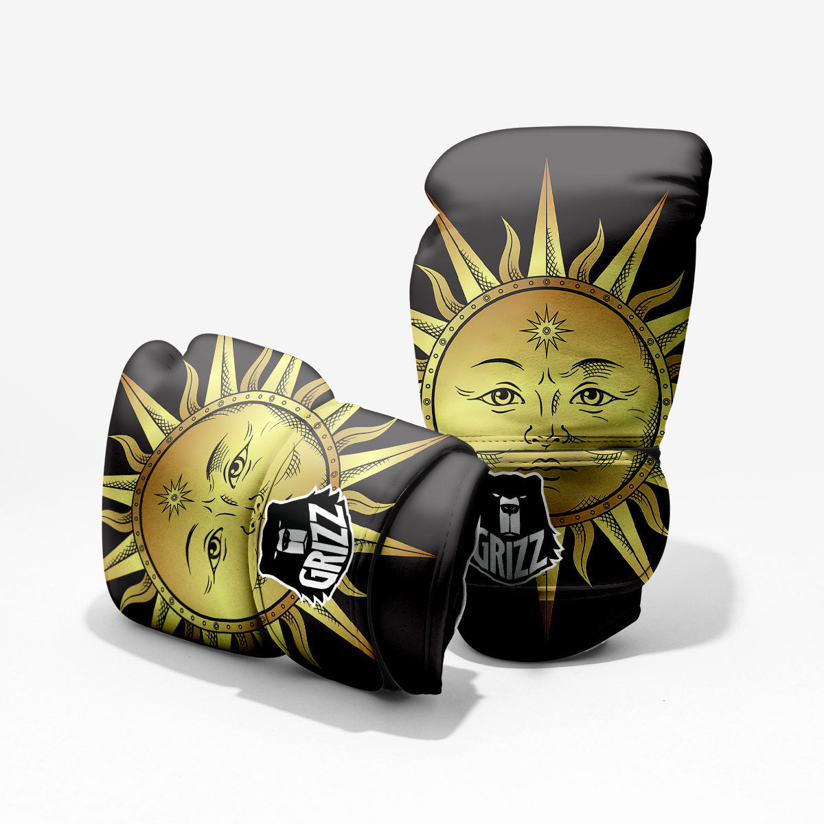 Celestial Sun Gold And Black Print Pro Boxing Glove