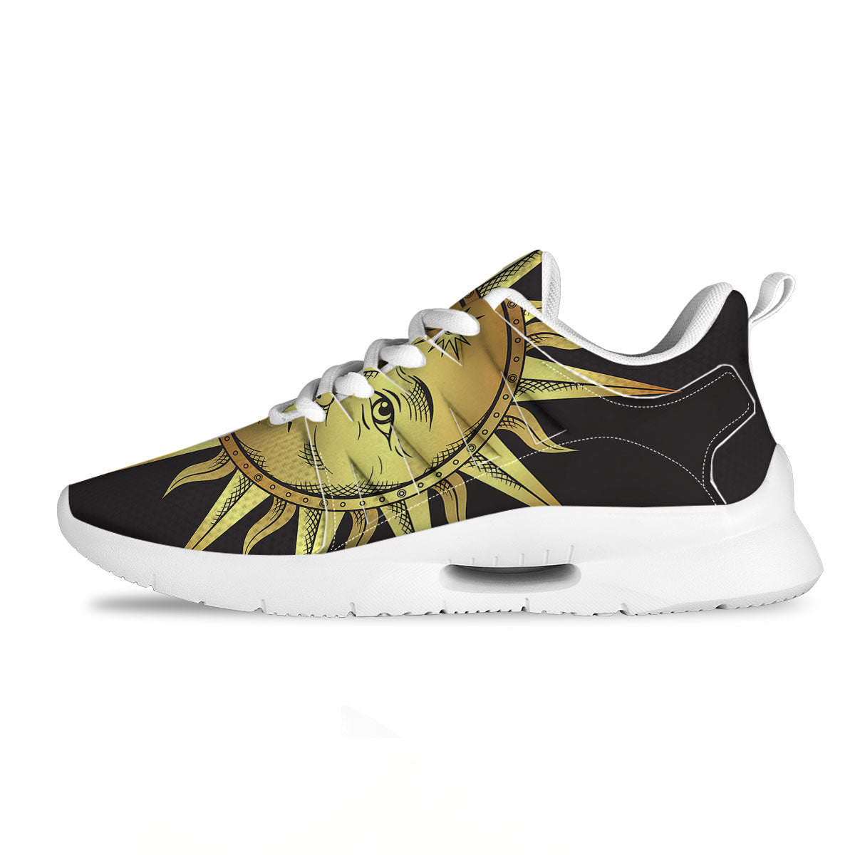 Celestial Sun Gold And Black Print Tennis Shoes-grizzshop