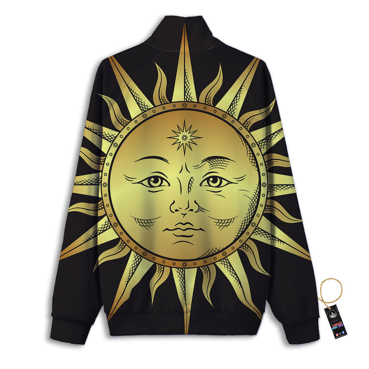 Celestial Sun Gold And Black Print Track Jacket-grizzshop